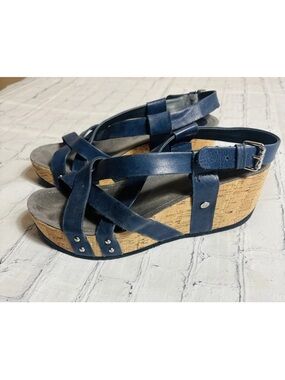 Bussola Formentera Fay Women's US 9 Olimpia Navy Platform Wedge Sandals EU 40